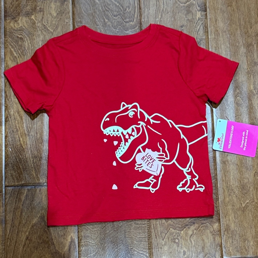 NWT Size 2T Way to Celebrate Red Dinosaur Graphic T-Shirt